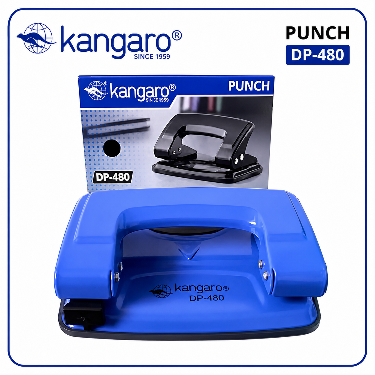 Kangaro DP-480 Paper Punch – Heavy Duty 2 Hole Punch Machine | 30 Sheets Capacity & Comfortable Grip | Ideal for Office, School & Filing