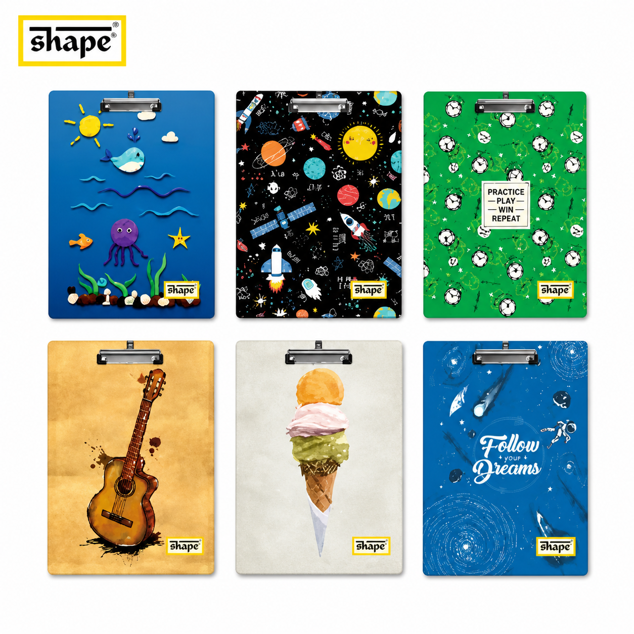 Shape Exam Pad Colour Clipboard | Strong Clip Board for Writing, Exams & Office Use – Durable, Lightweight & Stylish Multi-Purpose Writing Pad