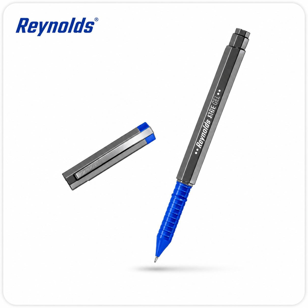 Reynolds Apex Rollerpoint 0.5mm Blue Pen | Smooth Writing Gel Pen for Students, Exams & Office Use