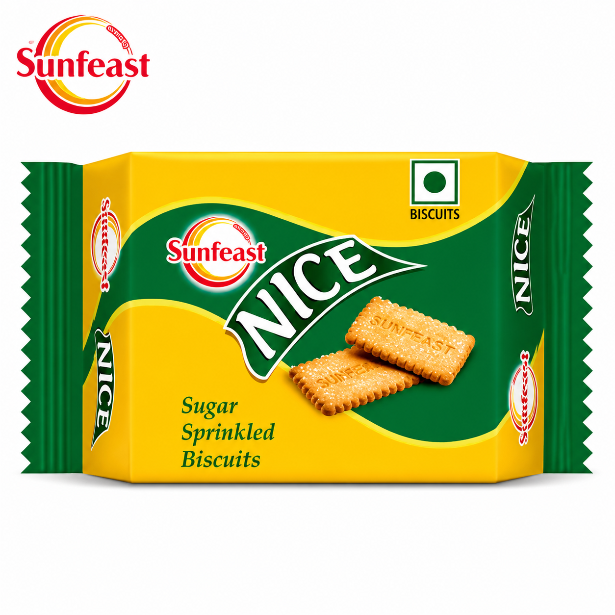 Sunfeast Nice Sugar Sprinkled Biscuits 64g | Light Crispy Sweet Tea-Time Snack | Perfect for Kids & Family