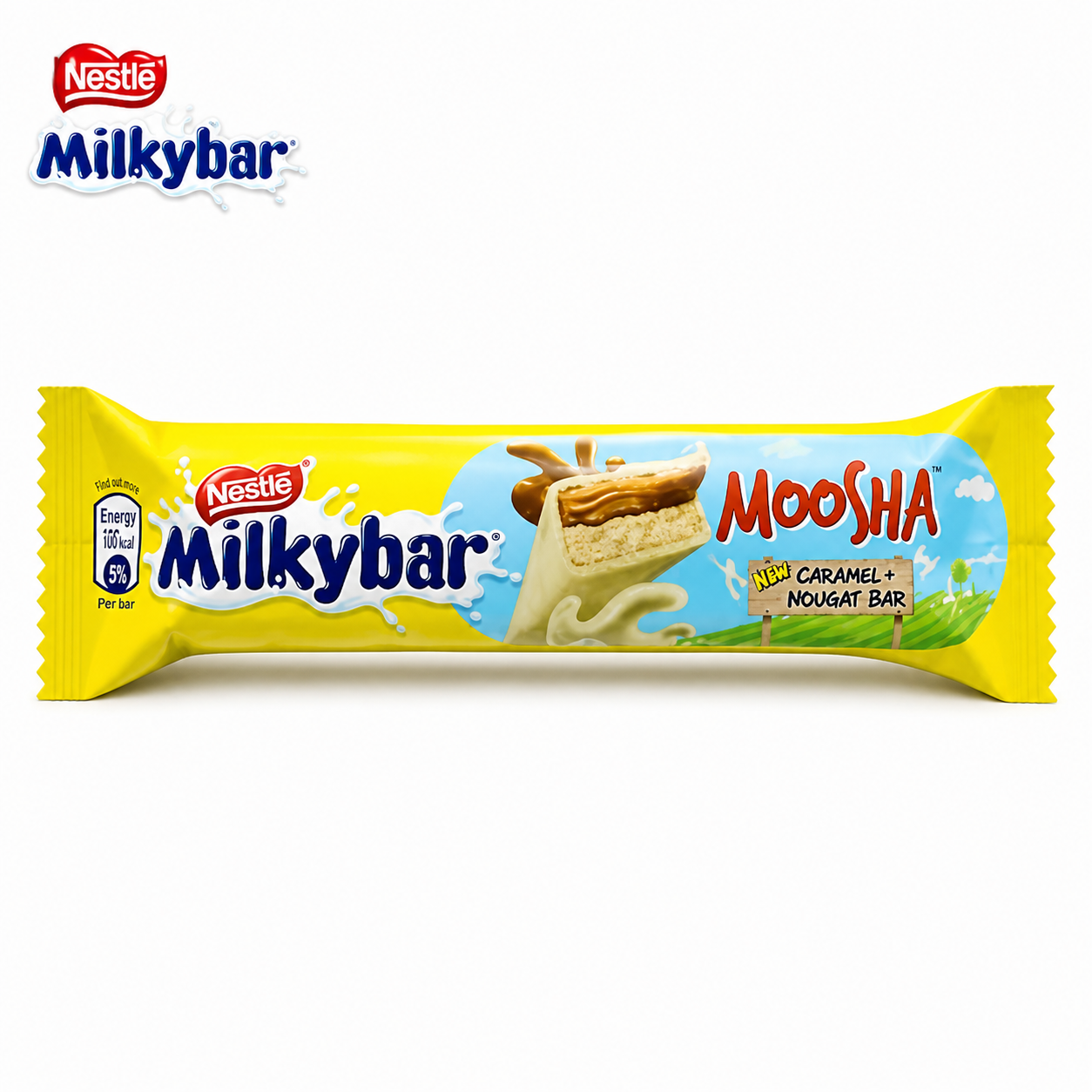 Nestle Milkybar Moosha Chocolate 18g | Creamy Caramel & Chewy Nougat Bar | Kids Snack & On-the-Go Treat