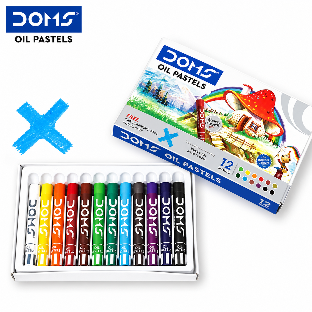DOMS Oil Pastels 12 Shades | Smooth Texture, Rich Vibrant Colors for Kids, Students, Art & Craft Drawing Set