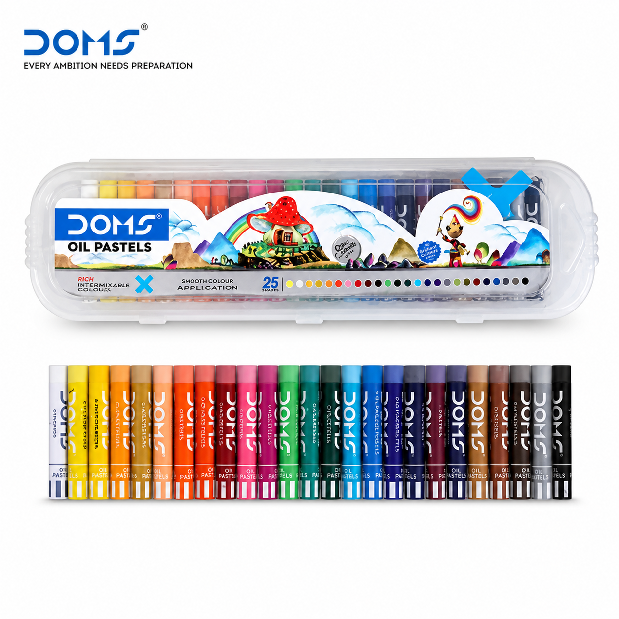 Doms Oil Pastels 25 Shades | Vibrant Smooth Coloring Set for Kids & Artists – Non-Toxic, Easy Blend for Drawing, Shading & Craft Projects