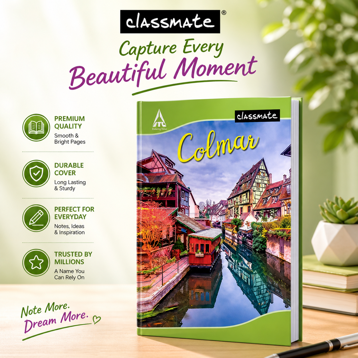 Classmate Single Line Long Notebook 136 Pages | Premium Ruled Note for Students, Smooth Writing School Notebook for Notes, Homework & Exams