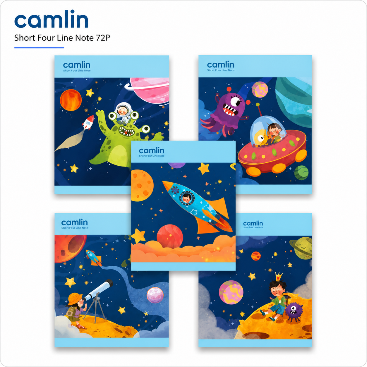 Camlin Short Four Line Notebook 72 Pages | Handwriting Practice Book with Smooth Paper | School Note for Kids, Classwork, Homework & Daily Writing