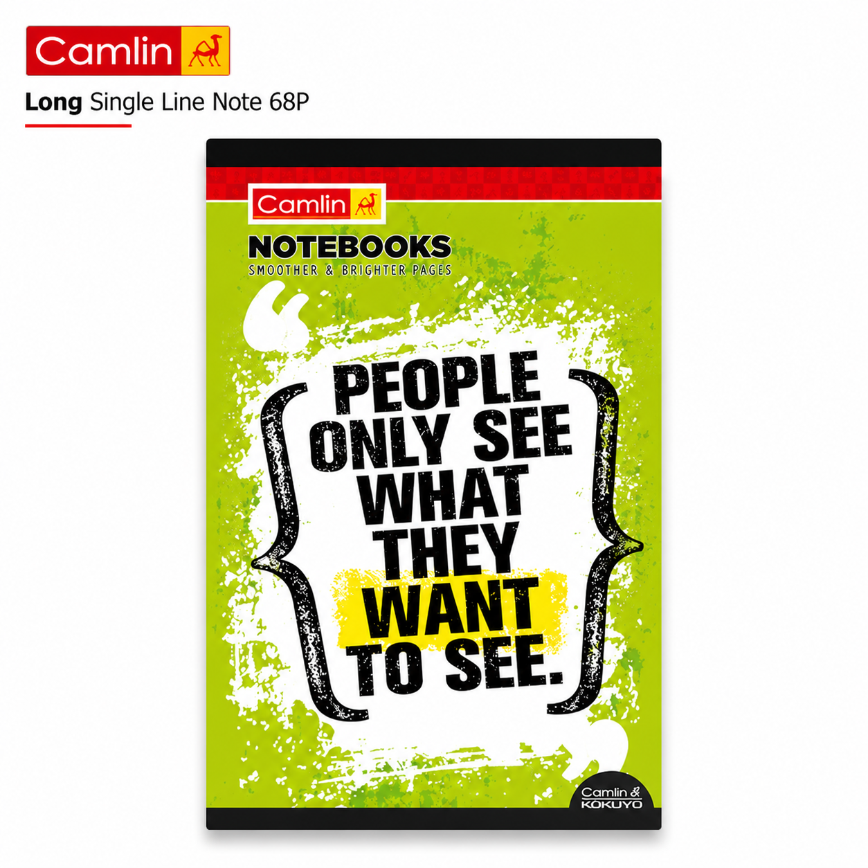 Camlin Long Single Line Notebook 68 Pages | Smooth Writing Paper & Durable Cover | School Notebook for Notes, Homework, Practice & Daily Use