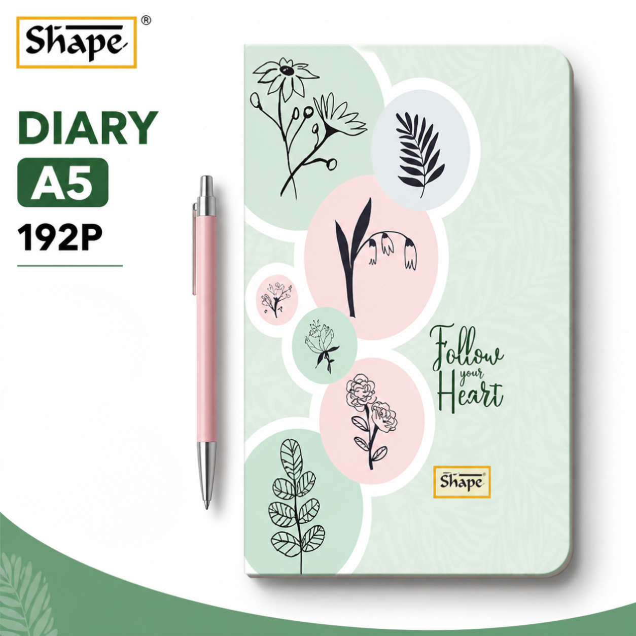 Shape A5 Diary Notebook 192 Pages | Stylish Journal for Daily Writing, Planning & Notes – Premium Hardcover for Students & Office Use