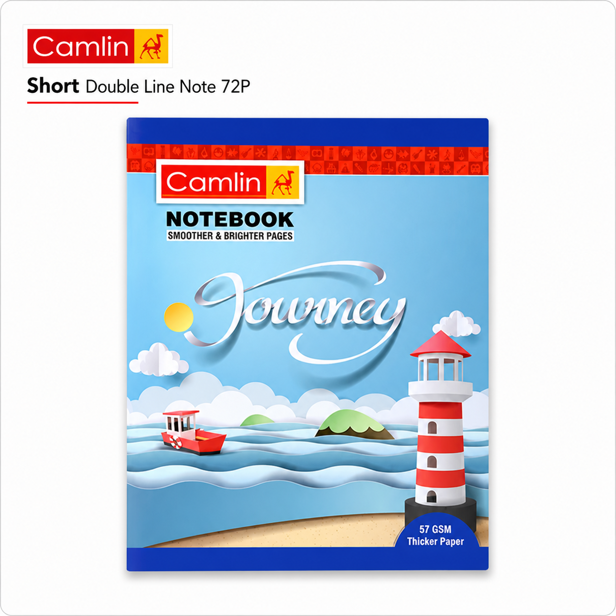Camlin Short Double Line Notebook 72 Pages | Smooth Thick Paper for Neat Writing | School Notebook for Notes, Homework & Daily Practice