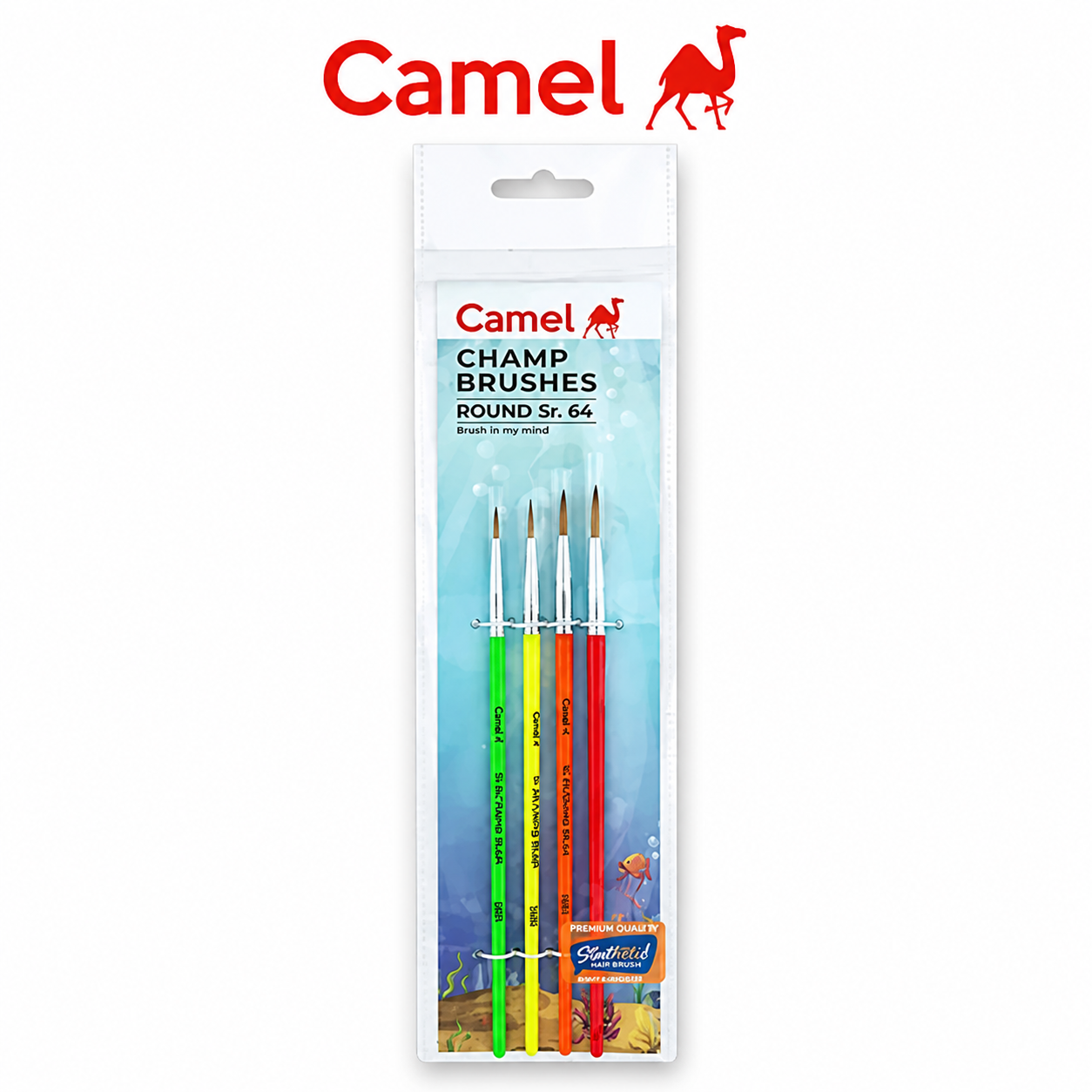 Camel Champ Round Paint Brushes Set Sr.64 | Fine Detail Art Brushes (Sizes 2,4,6,8) – Smooth Strokes for Watercolor, Acrylic & Hobby Painting