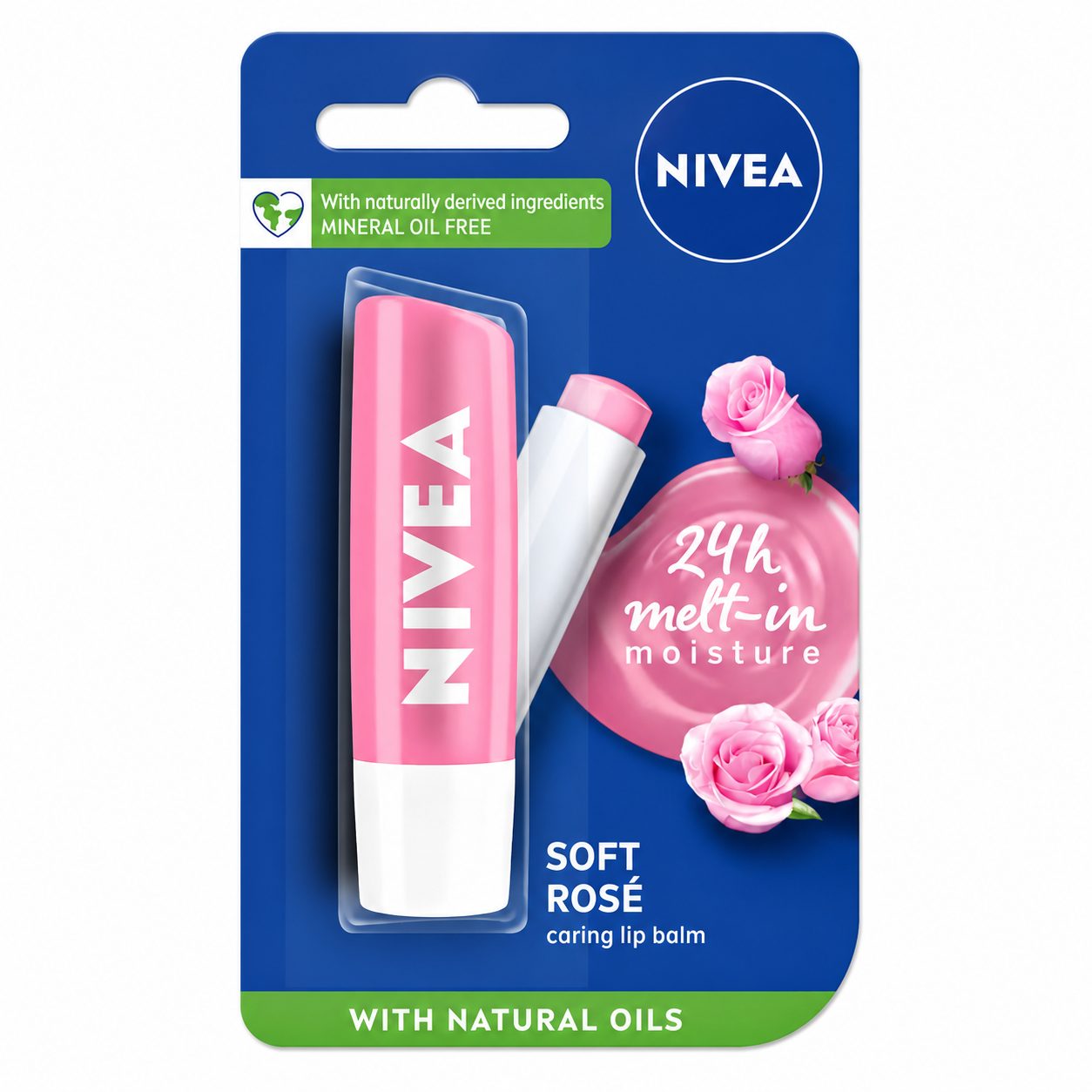 Nivea Soft Rosé Lip Balm 4.8G | 24H Moisturizing Lip Care with Natural Oils | Smooth, Soft & Hydrated Lips Daily