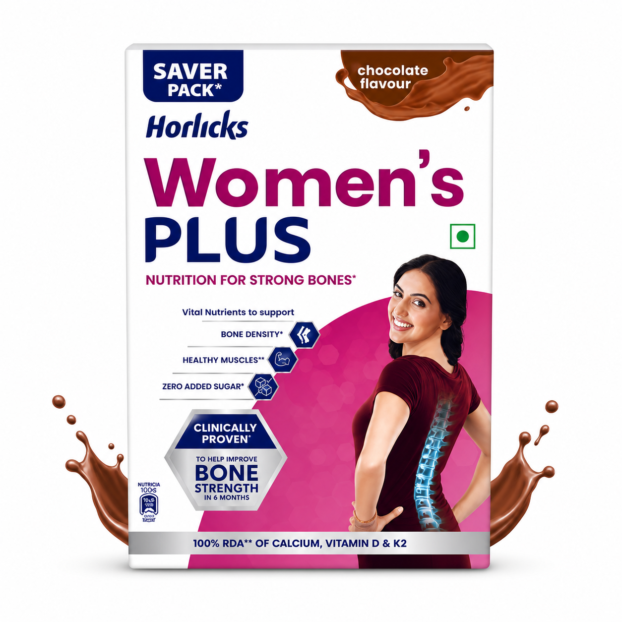 Horlicks Women’s Plus Chocolate 400g | Bone Strength & Muscle Health Drink – Zero Added Sugar, Calcium & Vitamin D Nutrition for Women