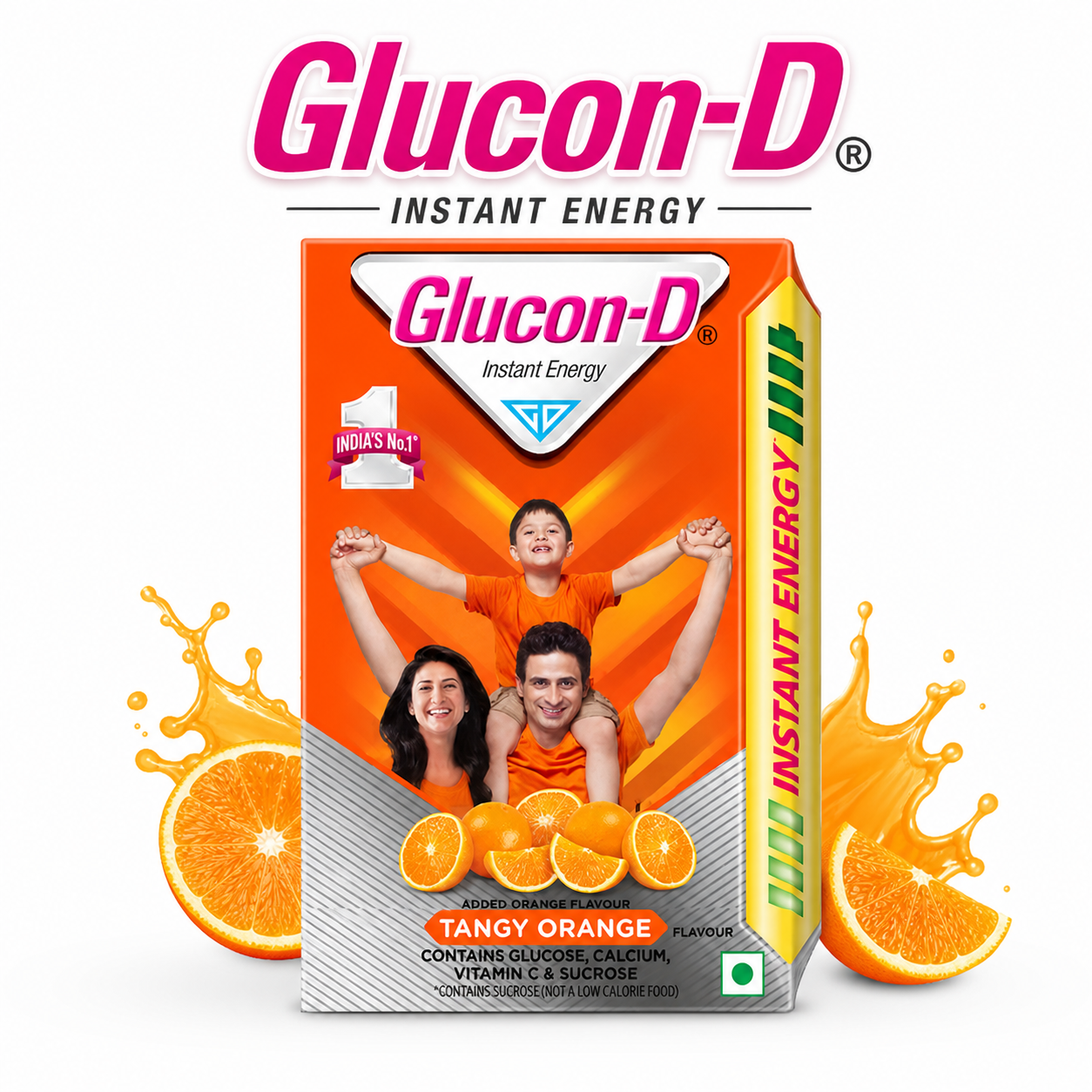 Glucon-D Tangy Orange 450g | Instant Energy Drink Powder – Vitamin C, Calcium Boost for Immunity & Hydration for Kids & Family