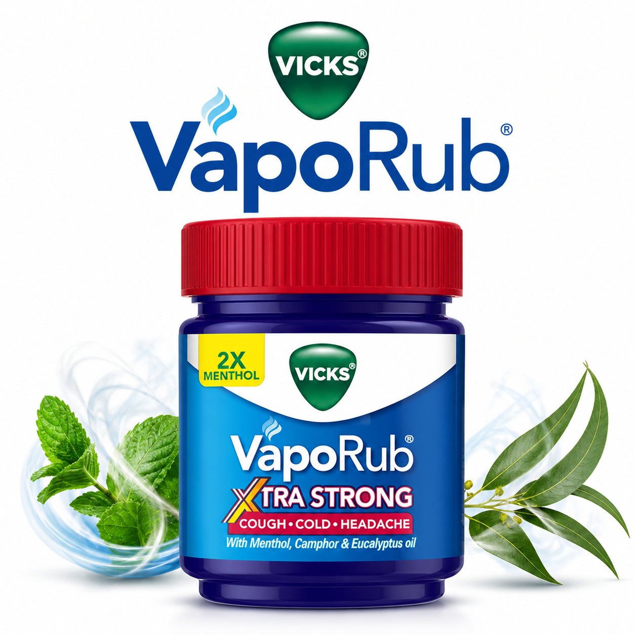 Vicks VapoRub Xtra Strong 50ml | Fast Relief for Cold, Cough & Congestion – Menthol & Eucalyptus Balm for Adults & Kids