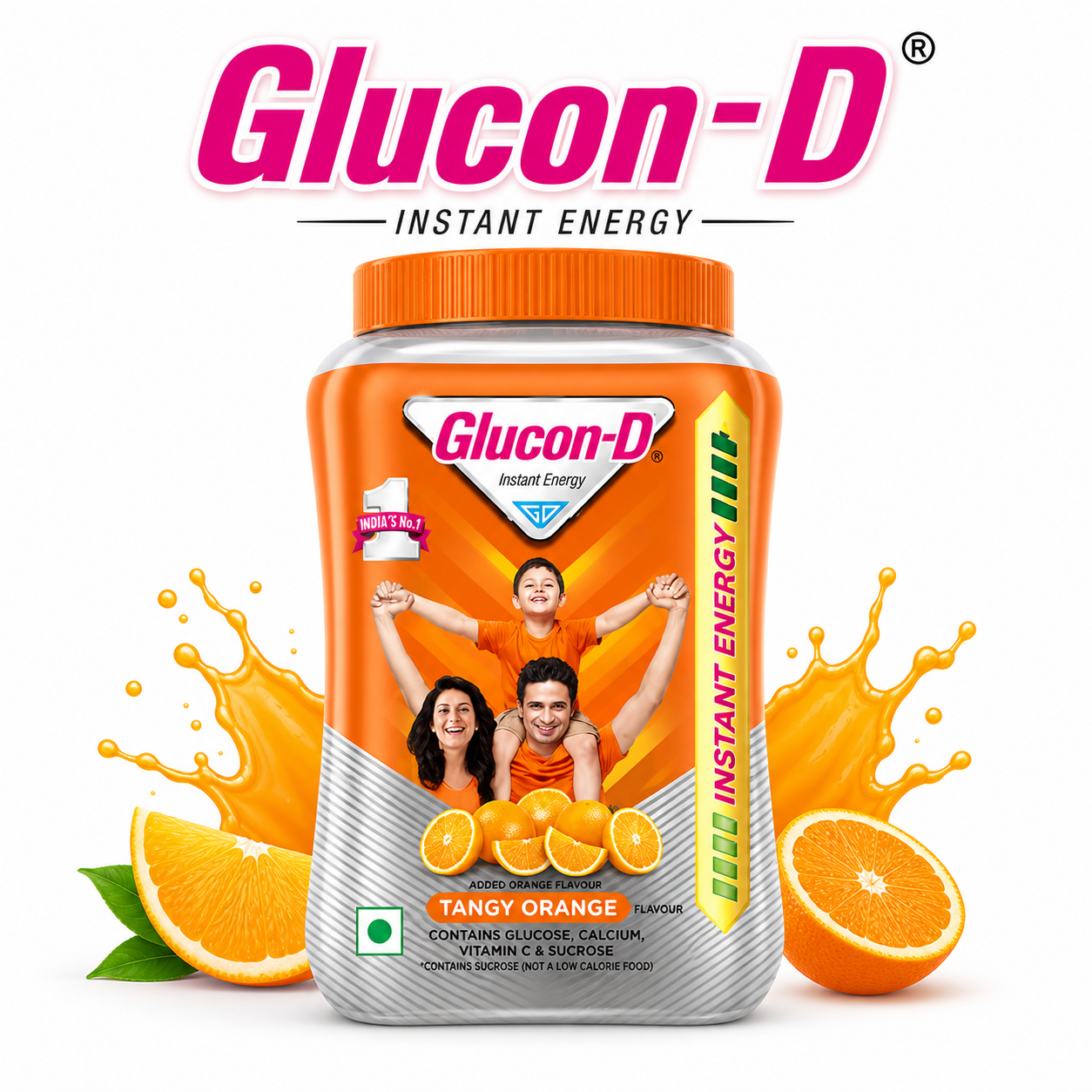 Glucon-D Tangy Orange Energy Drink Powder 400g Jar | Instant Energy Boost, Immunity Support & Refreshing Orange Drink for All Ages