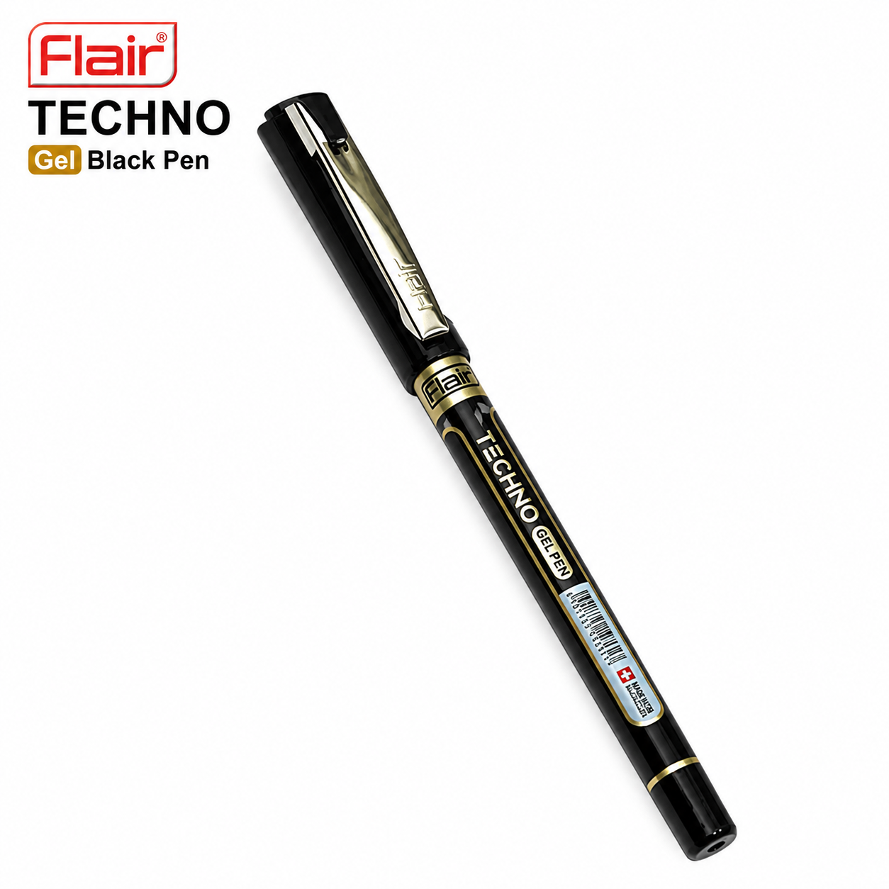 Flair Techno Gel Black Pen | Smooth Writing Fine Tip Gel Pen for Students & Professionals – Rich Black Ink, Precision & Everyday Use