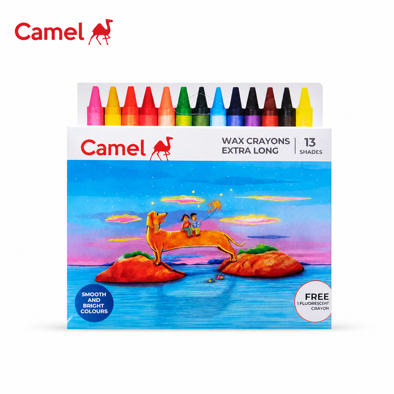 Doms Extra Long Wax Crayons 13 Shades | Bright, Smooth Coloring Crayons with Bonus Fluorescent – Non-Toxic Art Set for Kids, School & Creative Fun