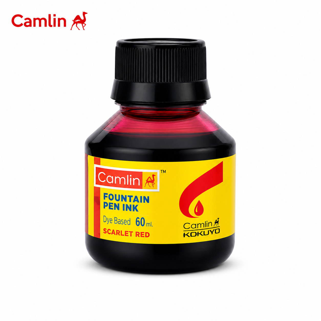 Camlin Fountain Pen Ink Red 60ml | Smooth Flow Scarlet Ink for Fountain Pens – Long Lasting, Vibrant Writing for Students, Office & Calligraphy