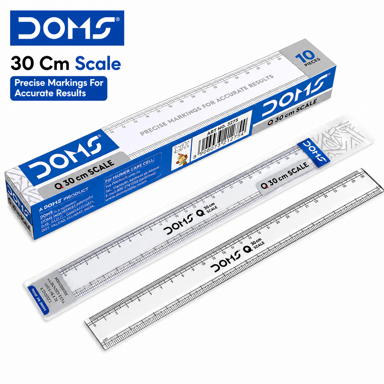 DOMS 30 cm Scale Ruler | Accurate Measuring Tool with Clear Markings – Durable, Lightweight & Ideal for Students, Drawing & Drafting