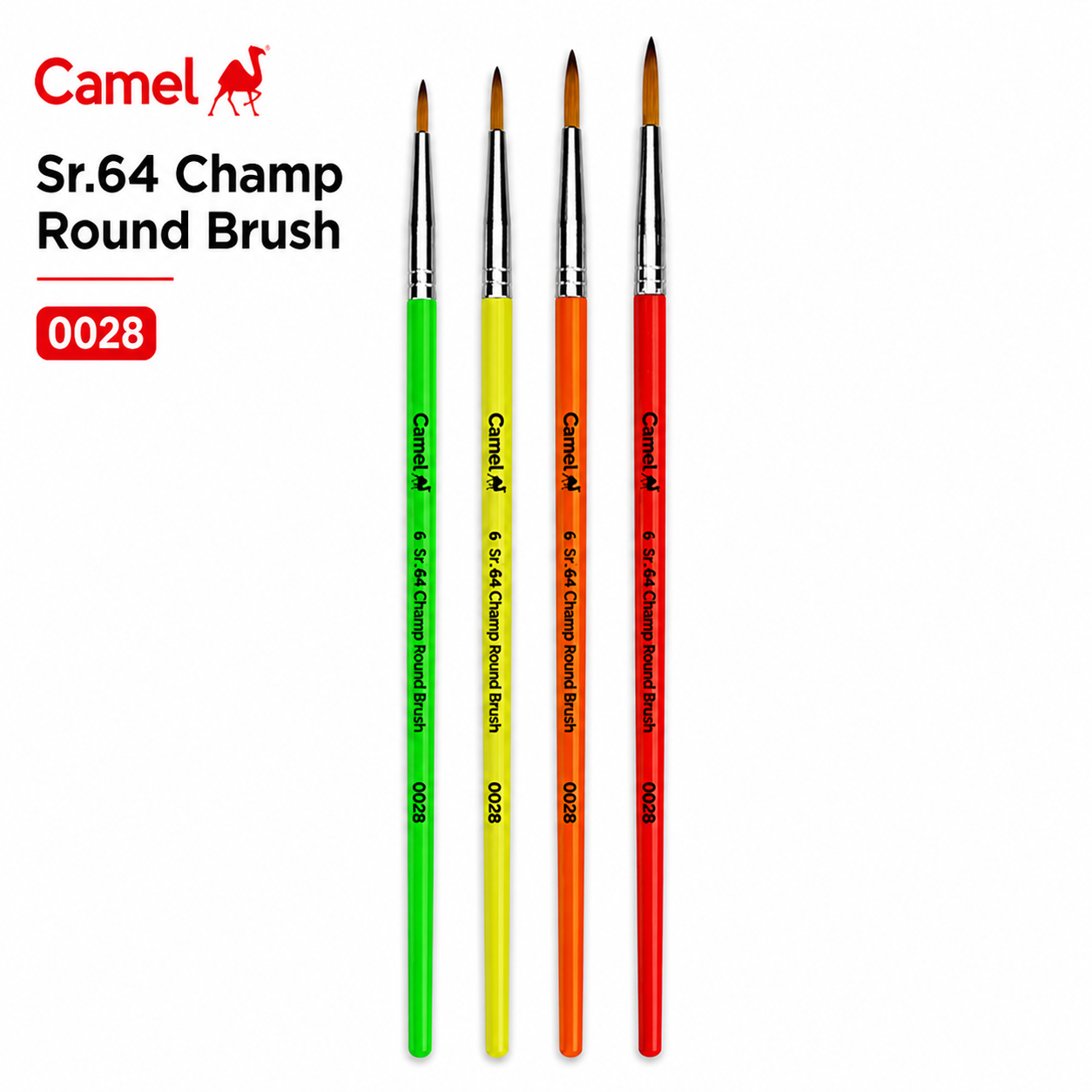 Camel 6 Sr.64 Champ Round Brush Set 0028 | Precision Round Paint Brushes for Watercolor, Acrylic & Fine Detailing – Smooth Strokes for Artists & Students