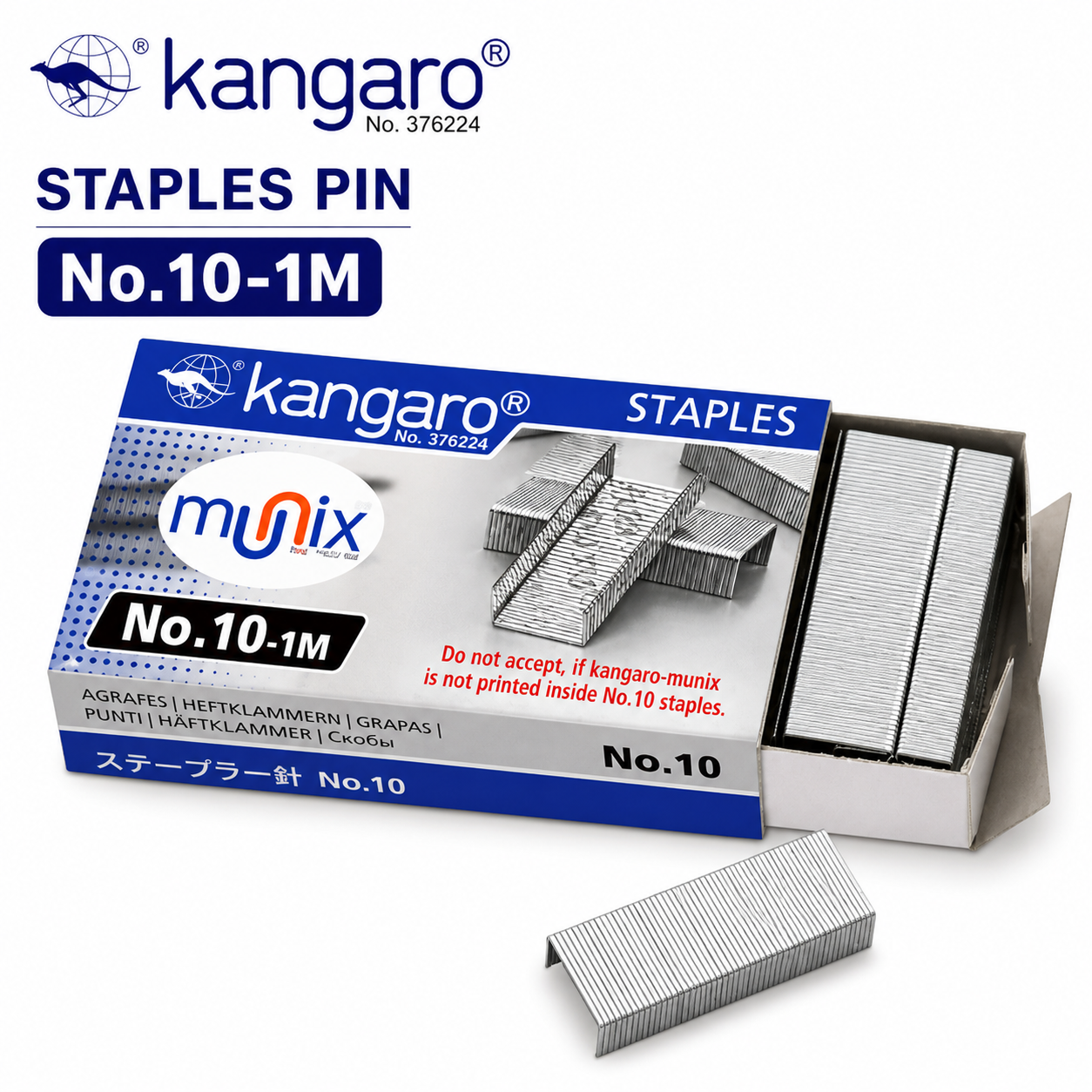 Kangaro Staples Pin No.10-1M | Strong Hold Sharp Pins for Office, School & File Organization – Rust Resistant & Long Lasting