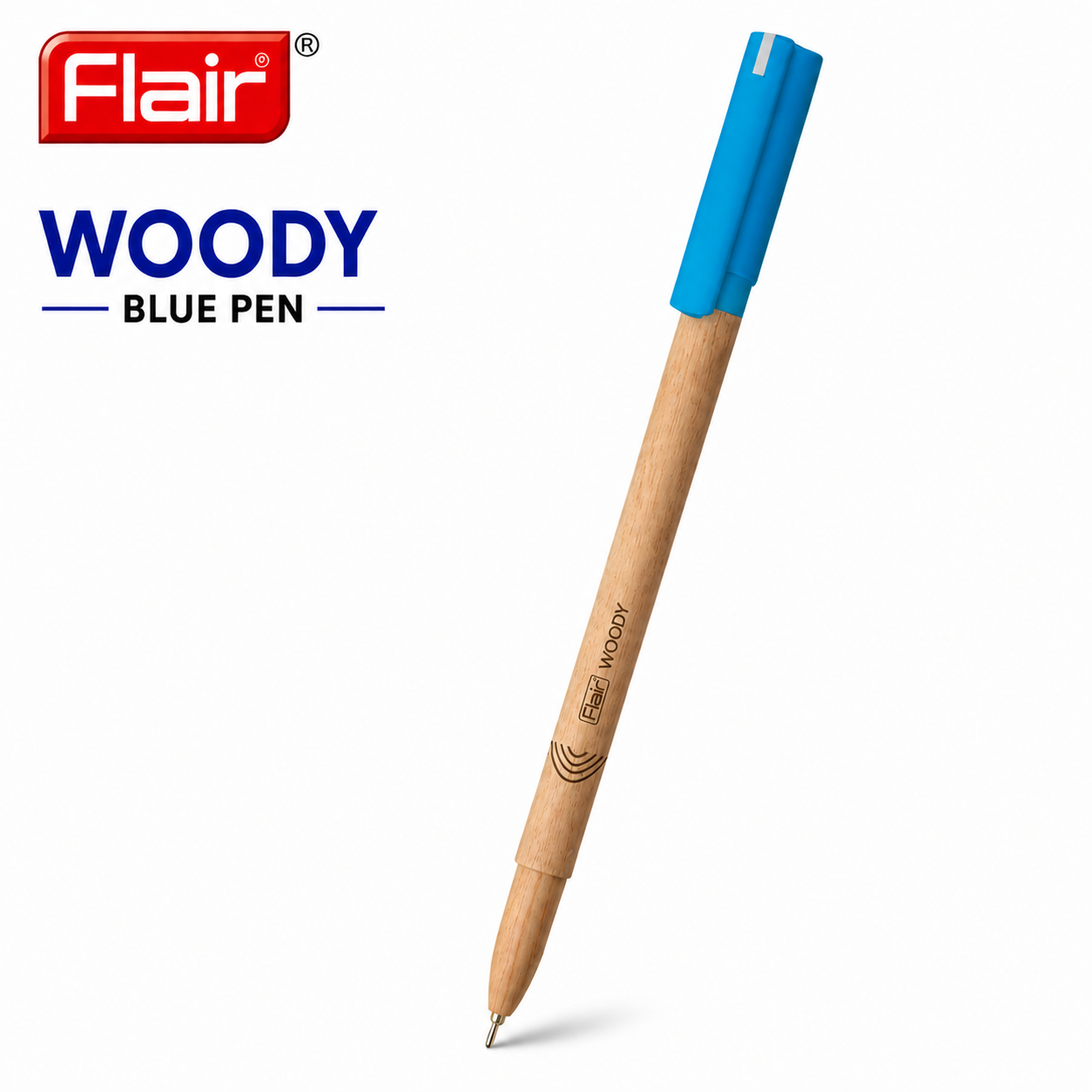 Flair Woody Blue Pen | Eco-Friendly Wooden Body & Smooth Ink Flow – Comfortable Grip Pen for Students, Office & Daily Writing
