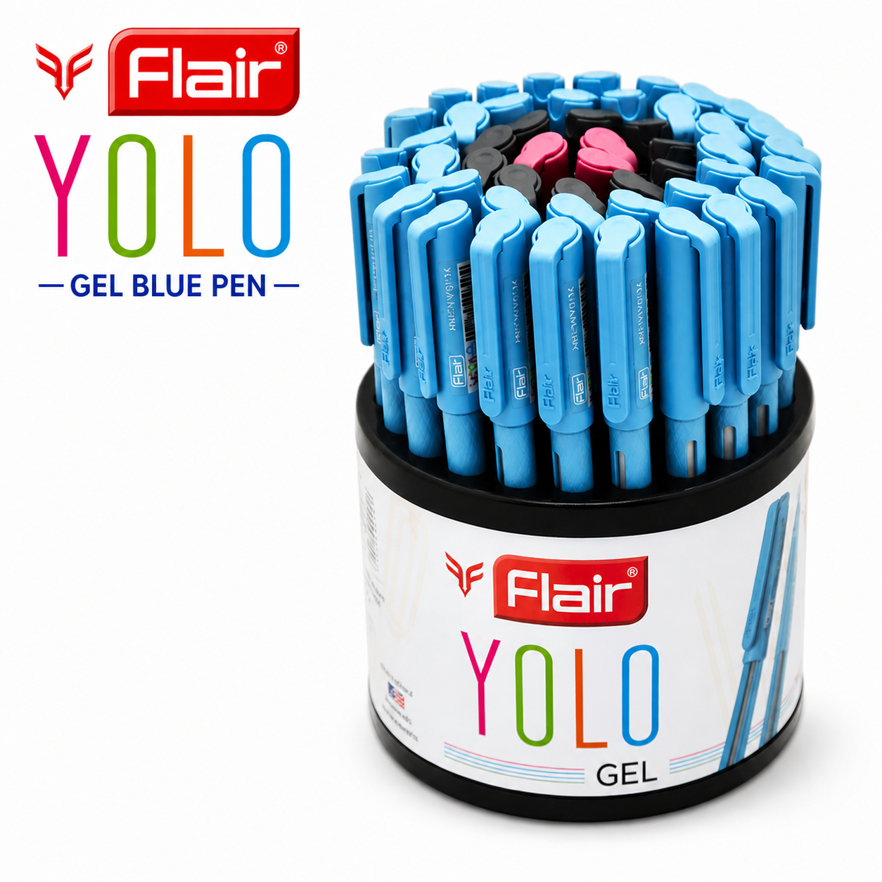 Flair YOLO Gel Blue Pen | Smooth Low-Viscosity Gel Ink & Precision Tip – Comfortable Grip Pen for Students, Exams, Office & Daily Writing