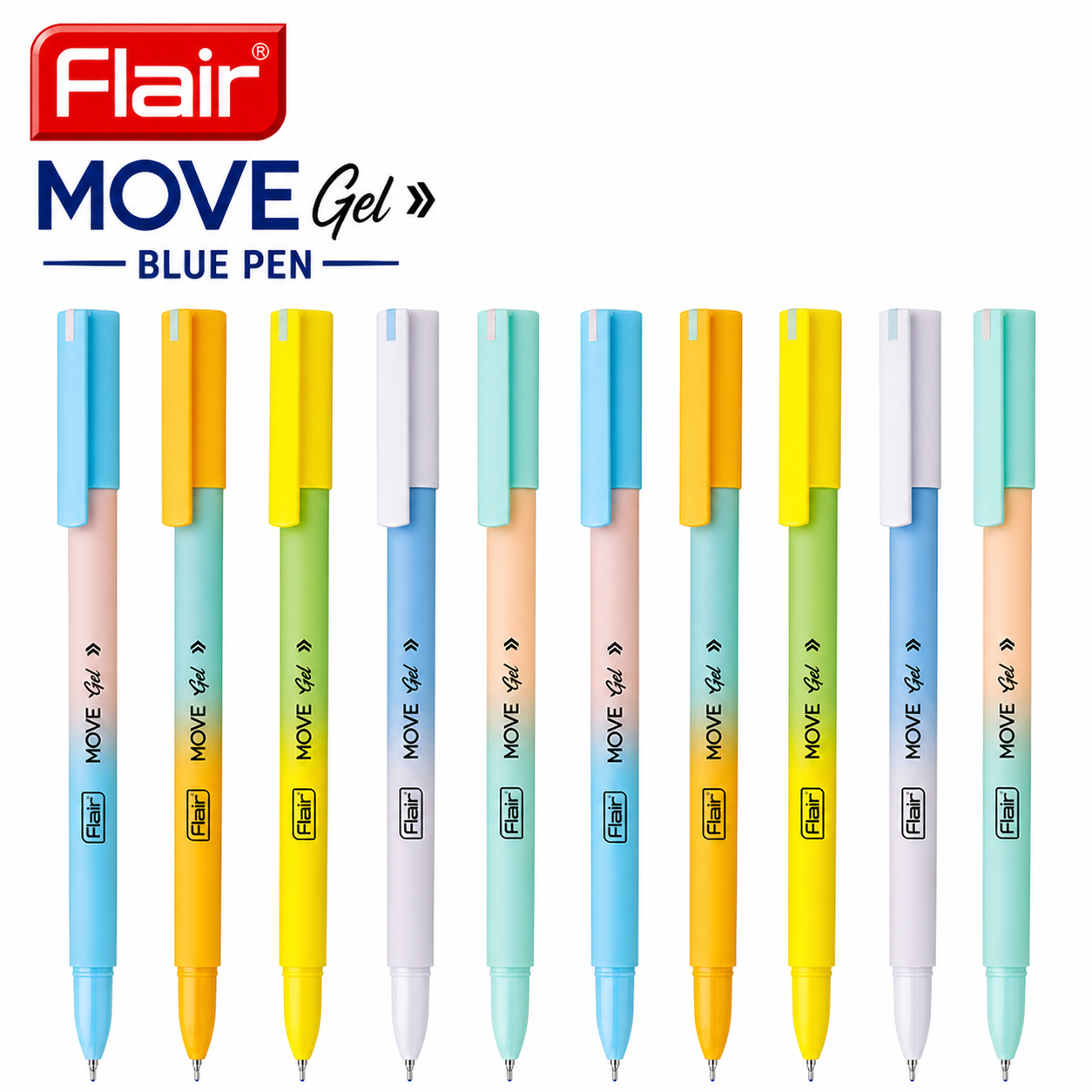Flair Move Gel Blue Pen | Smooth Low-Viscosity Ink & Precision Tip – Comfortable Grip Stylish Pen for Students, Exams, Office & Daily Writing