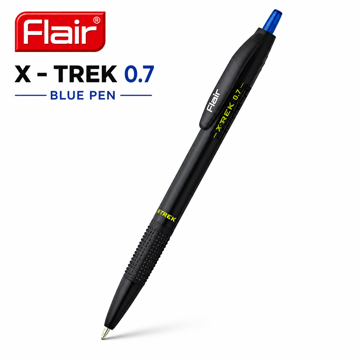 Flair X-Trek 0.7 Blue Pen | Smooth Low-Viscosity Ink & Precision Tip – Comfortable Grip Click Pen for Students, Exams, Office & Daily Writing