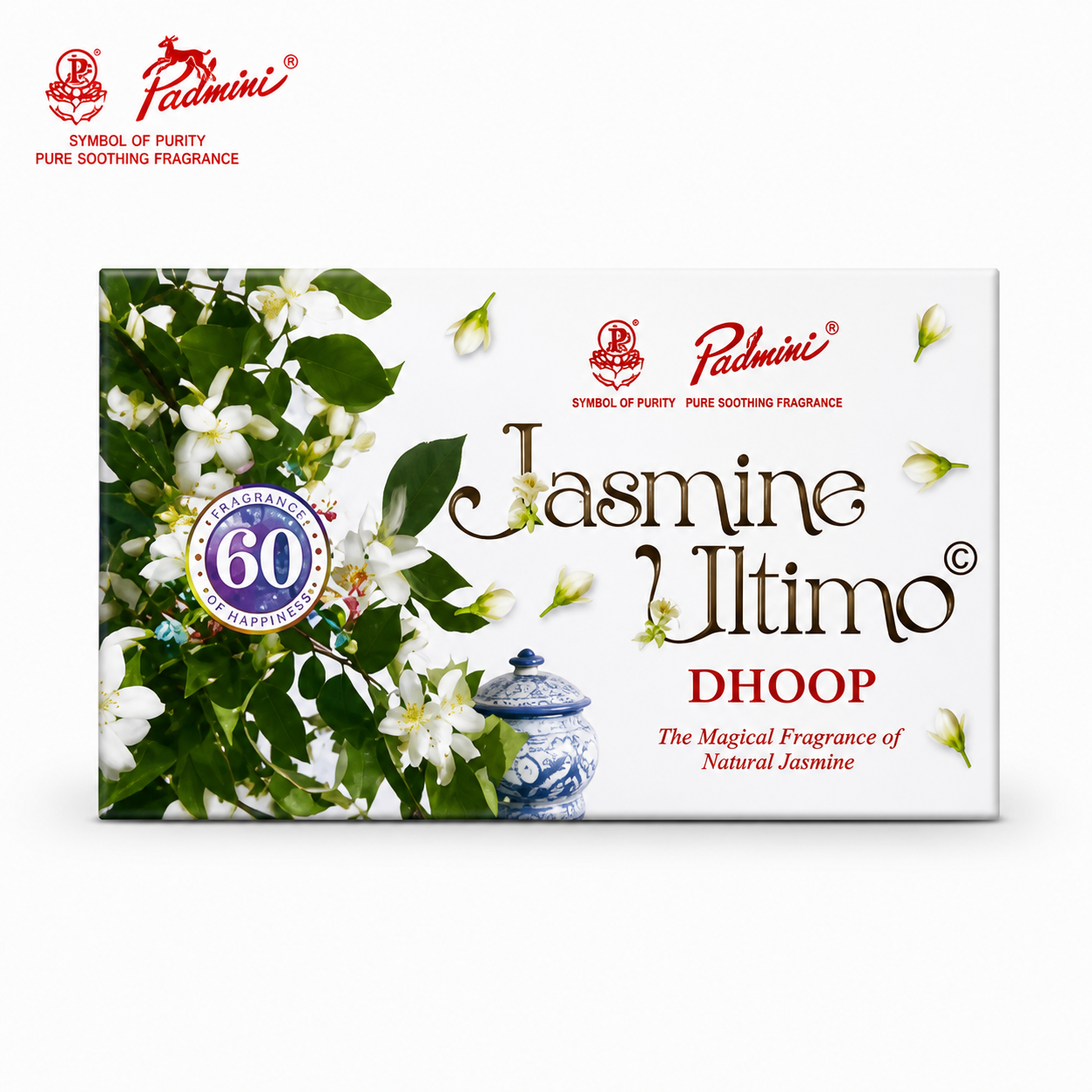 Padmini Jasmine Ultimo Dhoop 15 Sticks | Natural Jasmine Fragrance Incense for Pooja, Meditation & Home Aromatherapy | Long-Lasting Calming Aroma