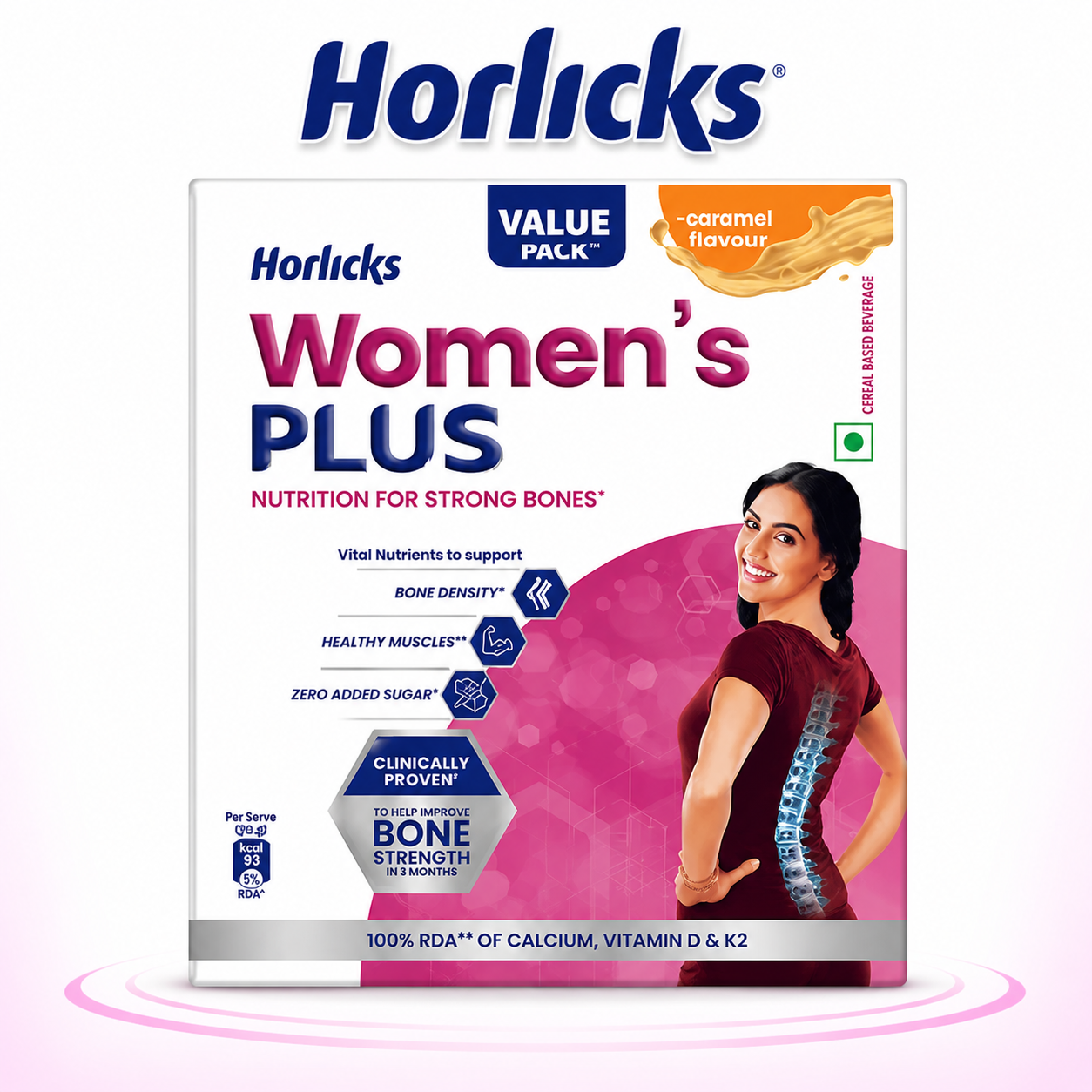 Horlicks Women’s Plus Caramel 200G | Bone Strength & Energy Nutrition Drink for Women | Calcium, Vitamin D & Immunity Support