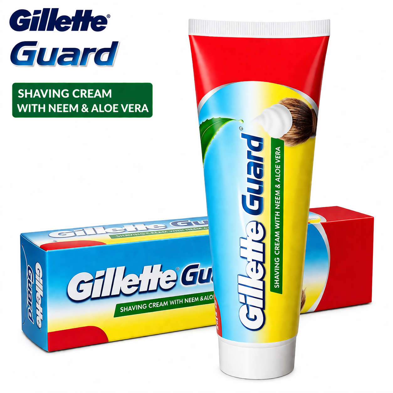 Gillette Guard Shaving Cream 25G | Smooth & Comfortable Shave with Neem & Aloe Vera – Moisturizing, Skin Protection for Men Daily Grooming