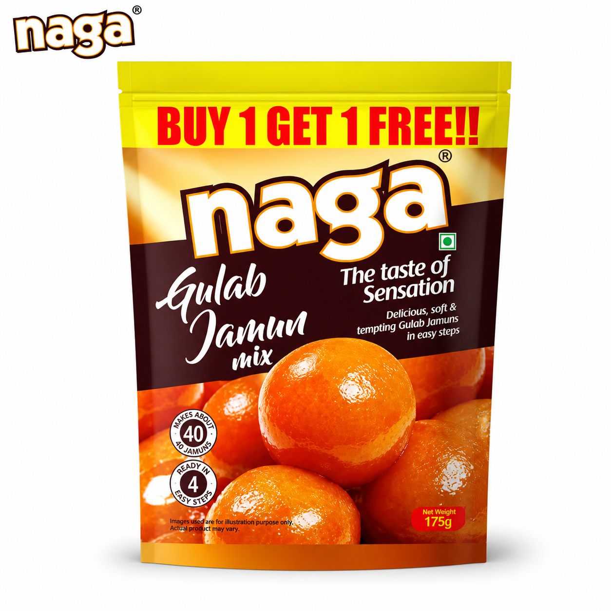 Naga Gulab Jamun Mix 175G Buy 1 Get 1 Free | Soft & Juicy Instant Sweet Mix for Easy Homemade Desserts | Perfect for Festivals & Family Treats