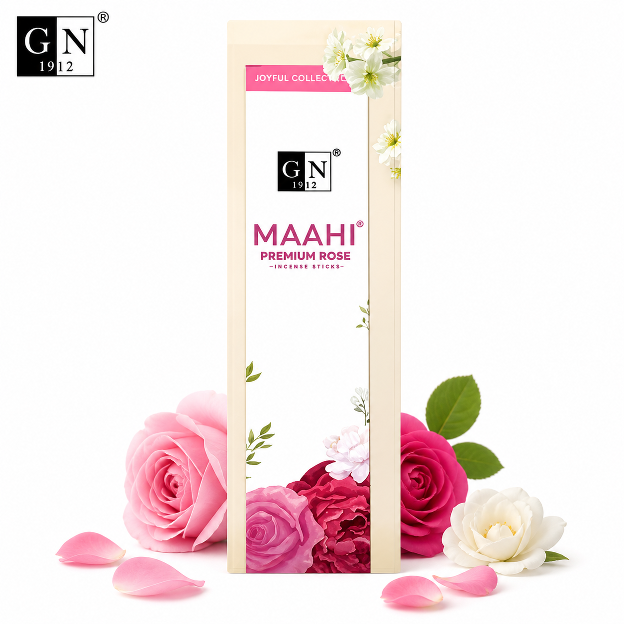 GN Maahi Premium Rose Agarbathi Sticks 70Gm | Long Lasting Floral Fragrance for Pooja, Meditation & Home | Relaxing Natural Incense