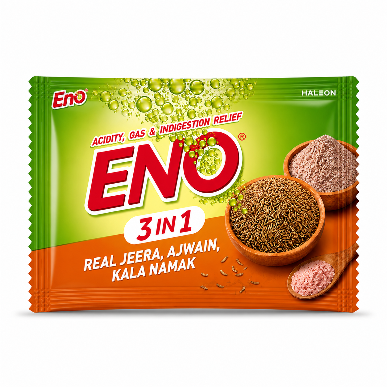 Eno 3 In 1 Antacid Sachet 5G | Fast Relief for Acidity, Gas & Indigestion | Jeera Ajwain Digestive Powder for Adults