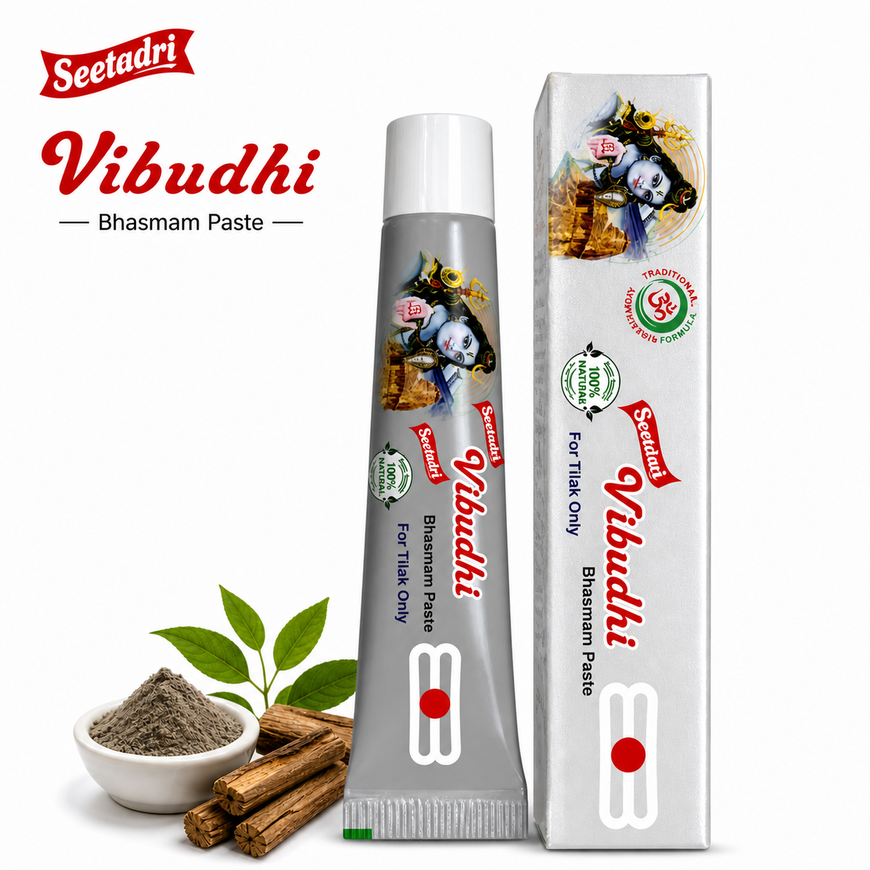 Manikanta Vibudhi Paste | Scented Bhasmam Tilak for Daily Pooja & Spiritual Use | Cooling, Skin-Friendly & Natural