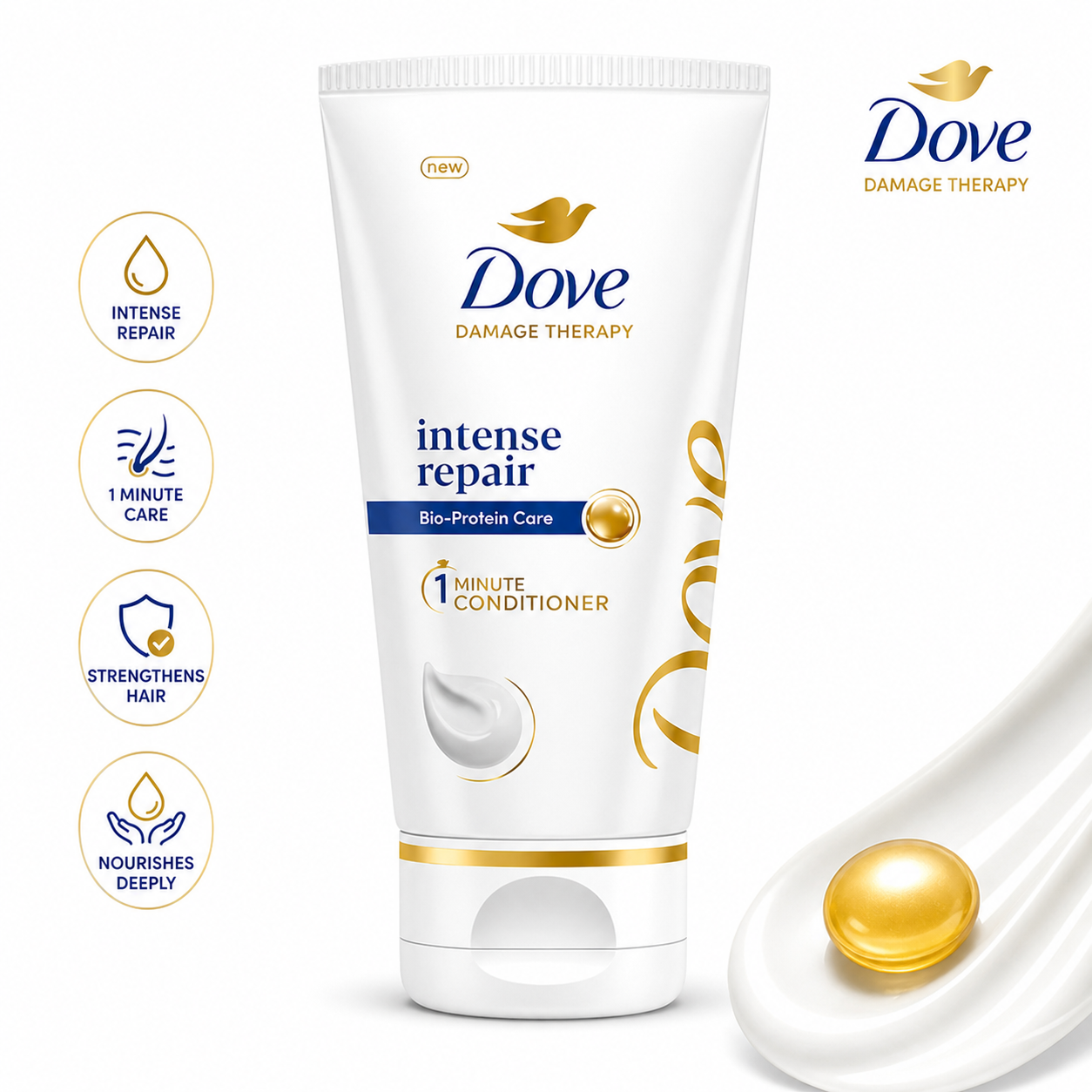 Dove Intense Repair Conditioner 80ml | 1 Minute Damage Repair & Deep Nourishing Conditioner for Soft, Smooth & Strong Hair