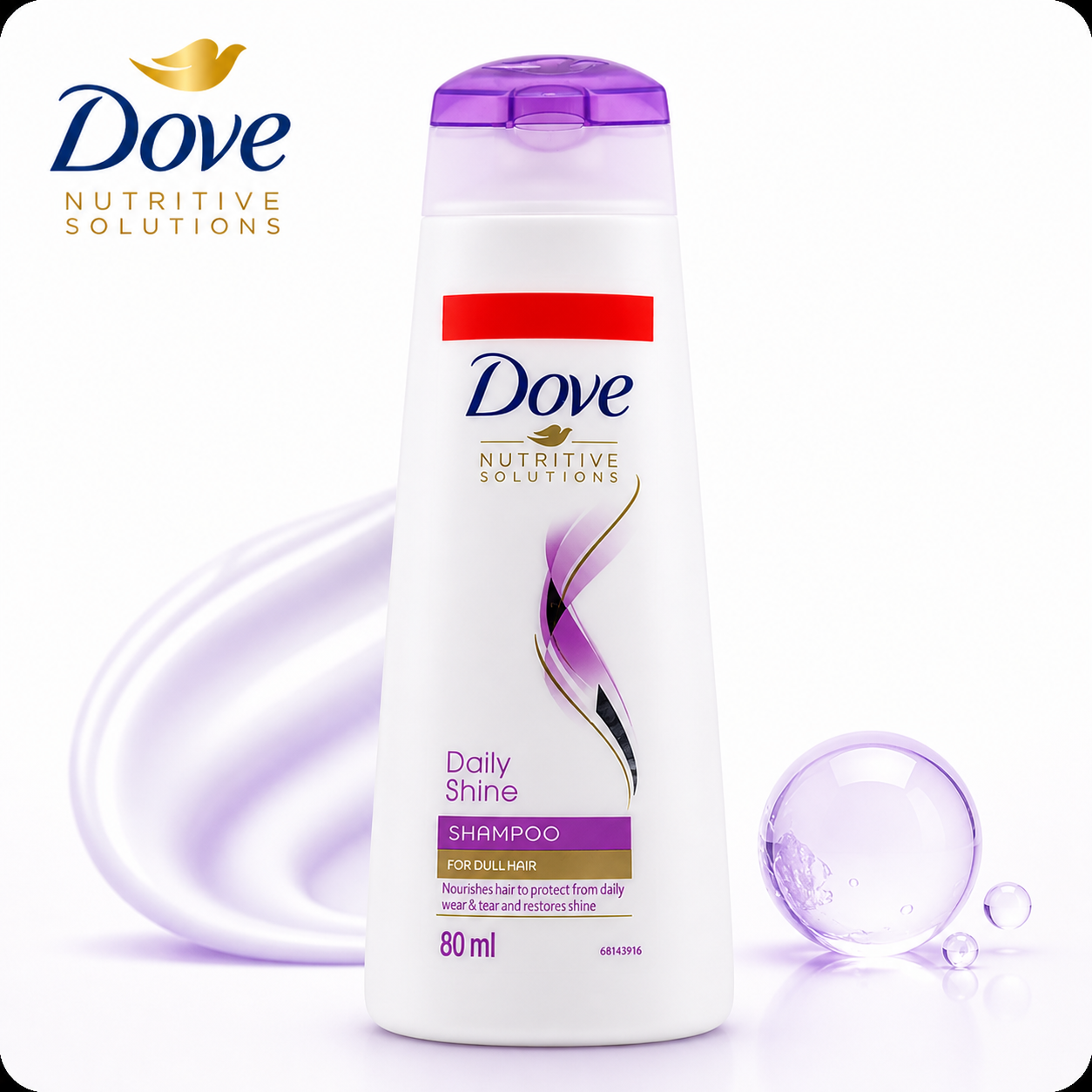 Dove Daily Shine Shampoo 80ml | Nourishing Care for Dull Hair & Radiant Shine | Smooth, Soft & Healthy Hair Daily Use