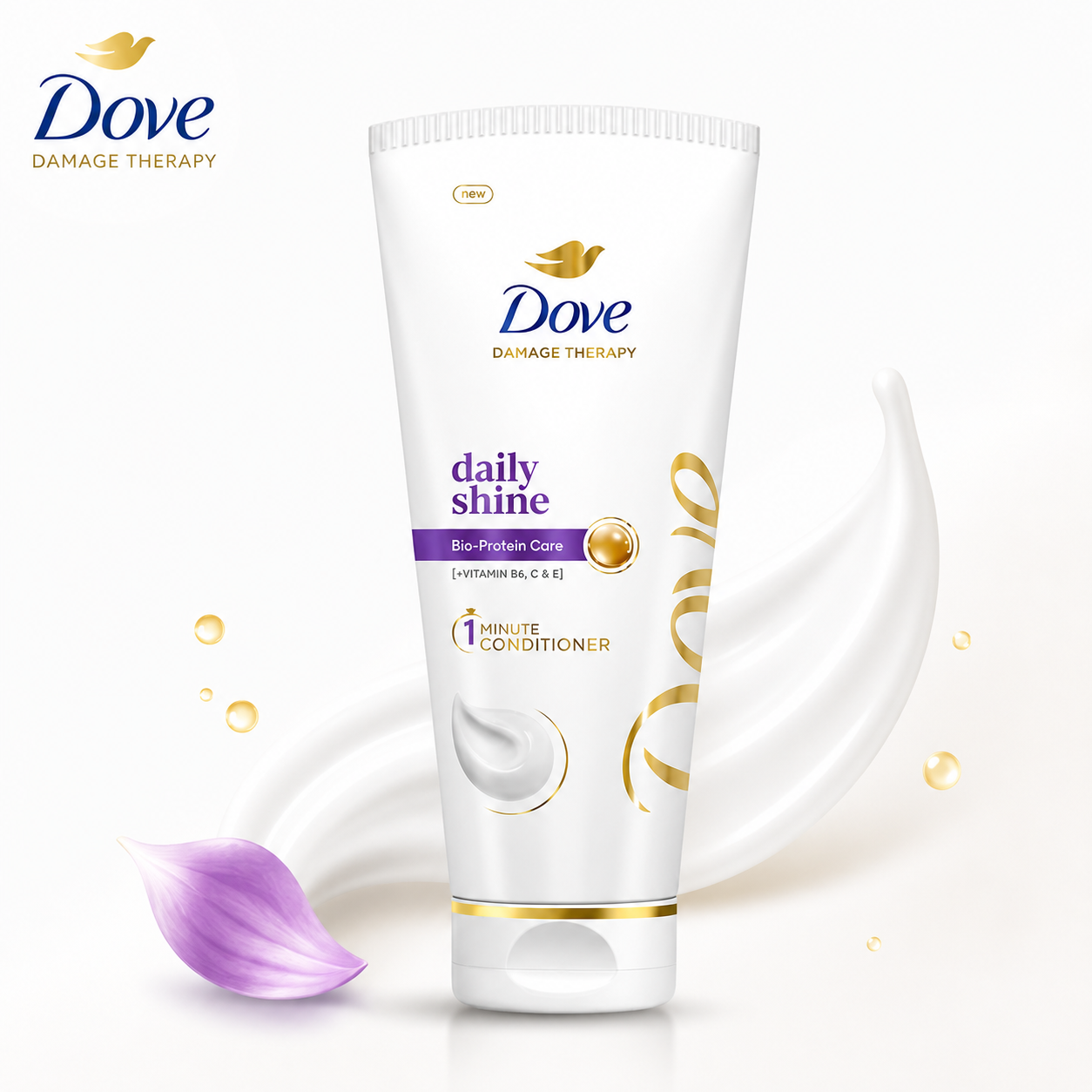 Dove Daily Shine Conditioner 80ml | Bio-Protein Care for Smooth, Frizz-Free & Shiny Hair | Nourishing Conditioner for Daily Hair Protection