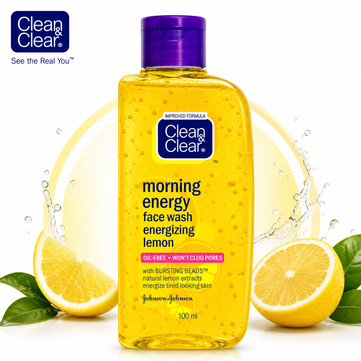 Clean & Clear Lemon Fresh Face Wash 100ml | Oil-Free Deep Cleansing Face Wash with Lemon Extracts | Refreshing Glow for Oily & All Skin Types