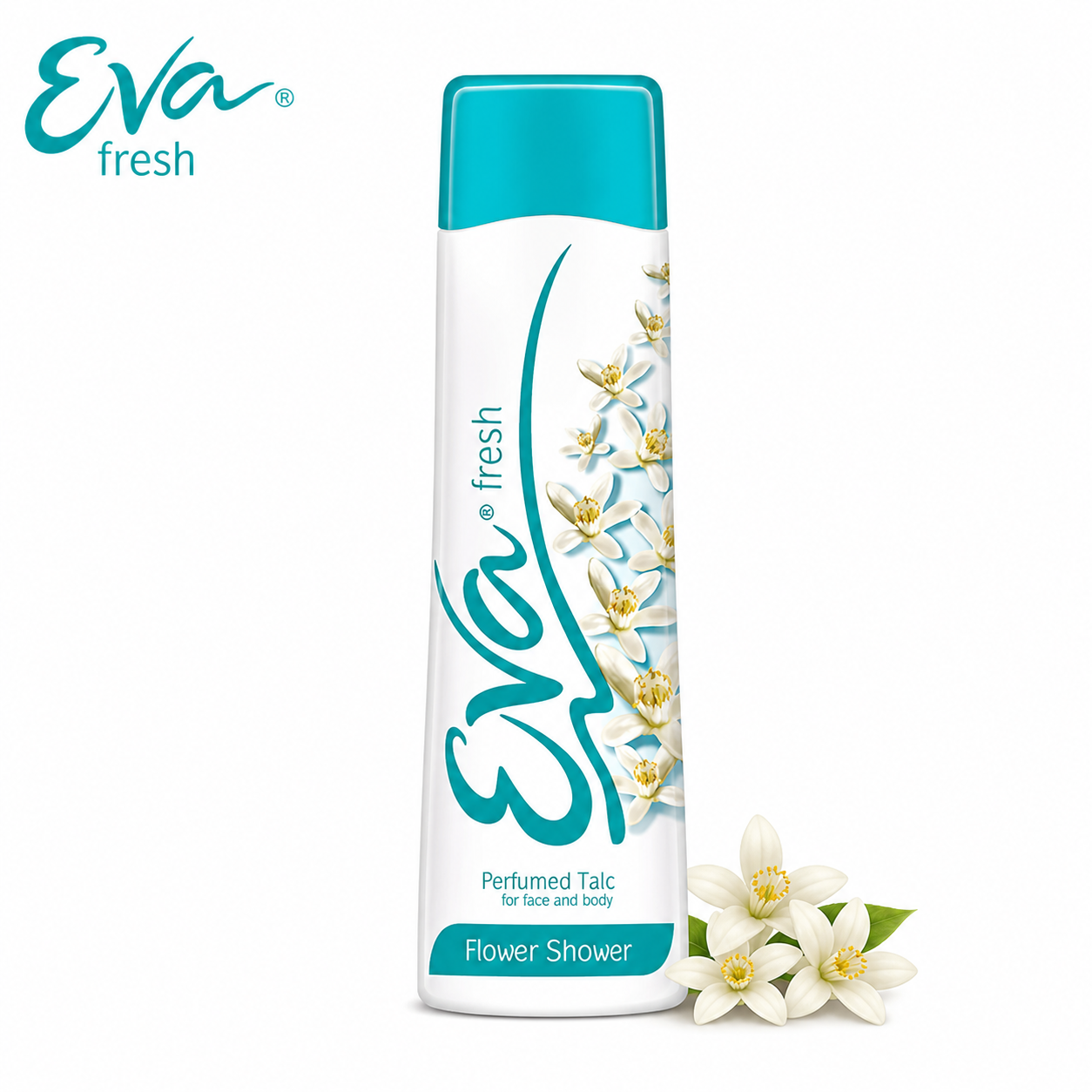 Eva Flower Shower Talcum Powder 50G | Long-Lasting Freshness & Sweat Control | Soft Skin Daily Use Talc for Women & Family