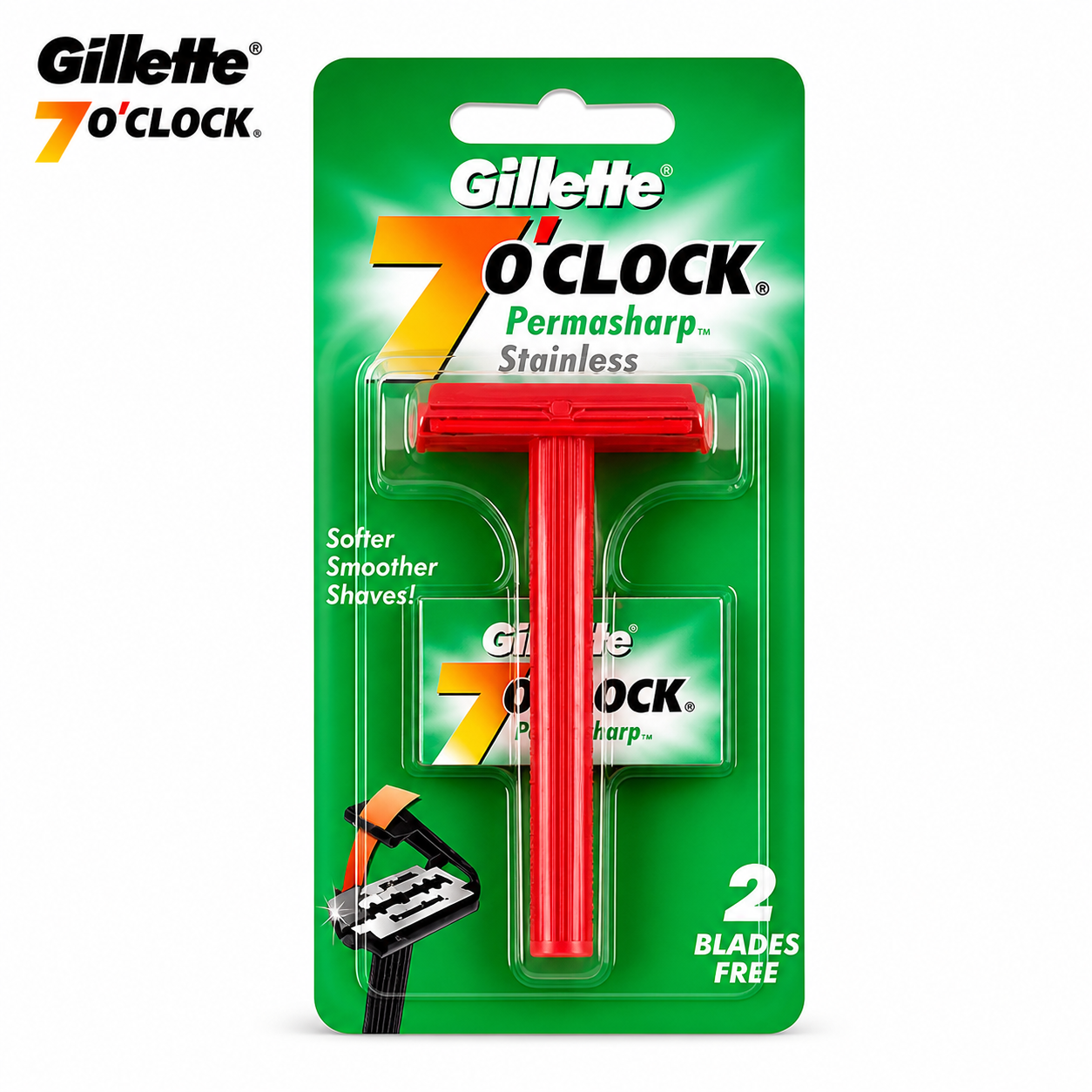 Gillette 7 O’Clock Permasharp Stainless Razor | Smooth & Comfortable Shave | Durable Steel Blades for Men Daily Grooming