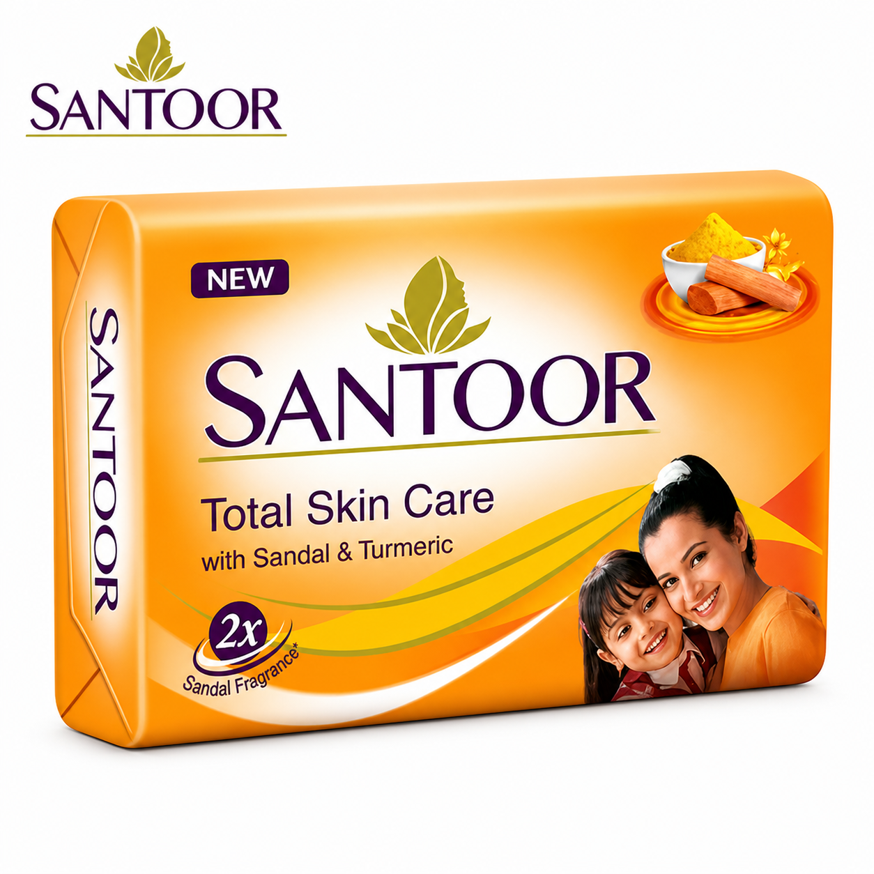 Santoor Sandal & Turmeric Soap 100G | Glowing Skin & Natural Care | Soft Smooth Bath Soap for Women & Family