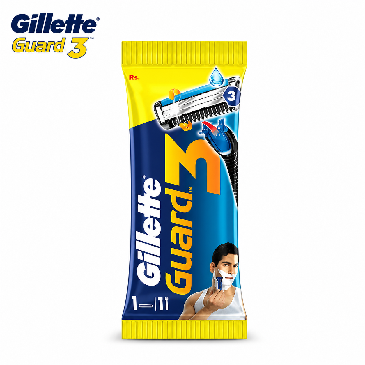 Gillette Guard3 Razor | 3 Blade Smooth Shave & Skin Protection | Easy Glide Pivot Head Razor for Men
