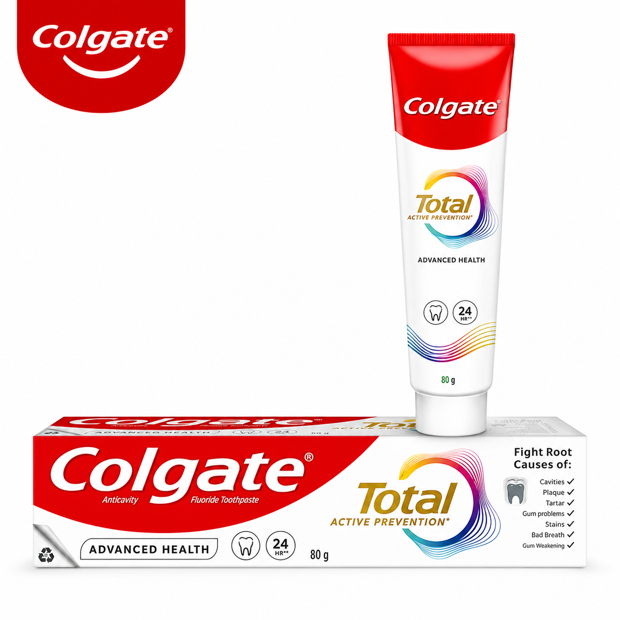 Colgate Total Advanced Health Toothpaste 80G | Complete Oral Care & 24Hr Protection | Fresh Breath, Strong Teeth & Healthy Gums for Family