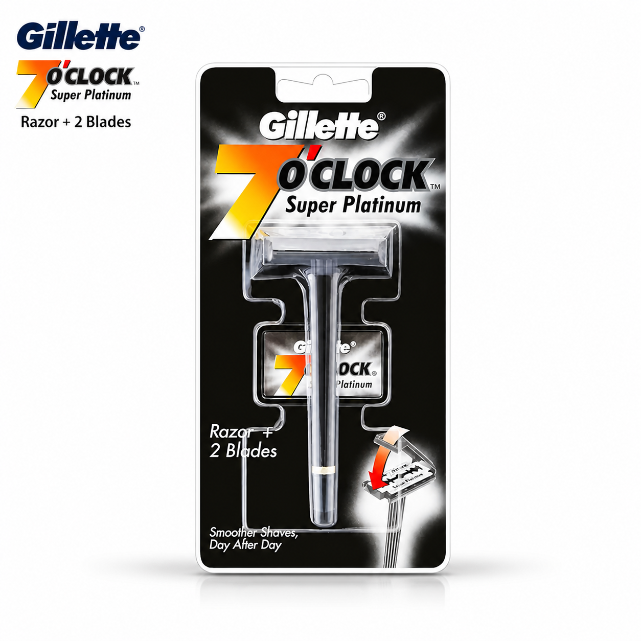 Gillette 7 O’Clock Super Platinum Razor | Smooth Close Shave & Less Irritation | Durable Blades for Daily Grooming Men