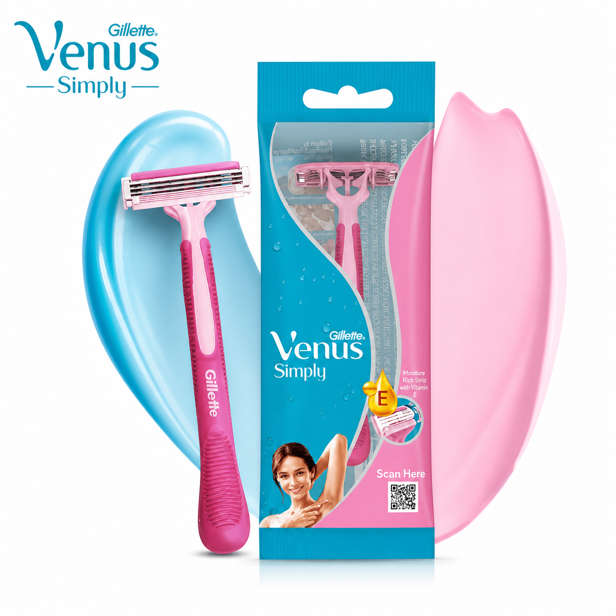 Gillette Venus Simply Razor | 3 Blade Women’s Razor for Smooth & Gentle Shave | Easy Glide, Bikini Line, Legs & Underarms Use