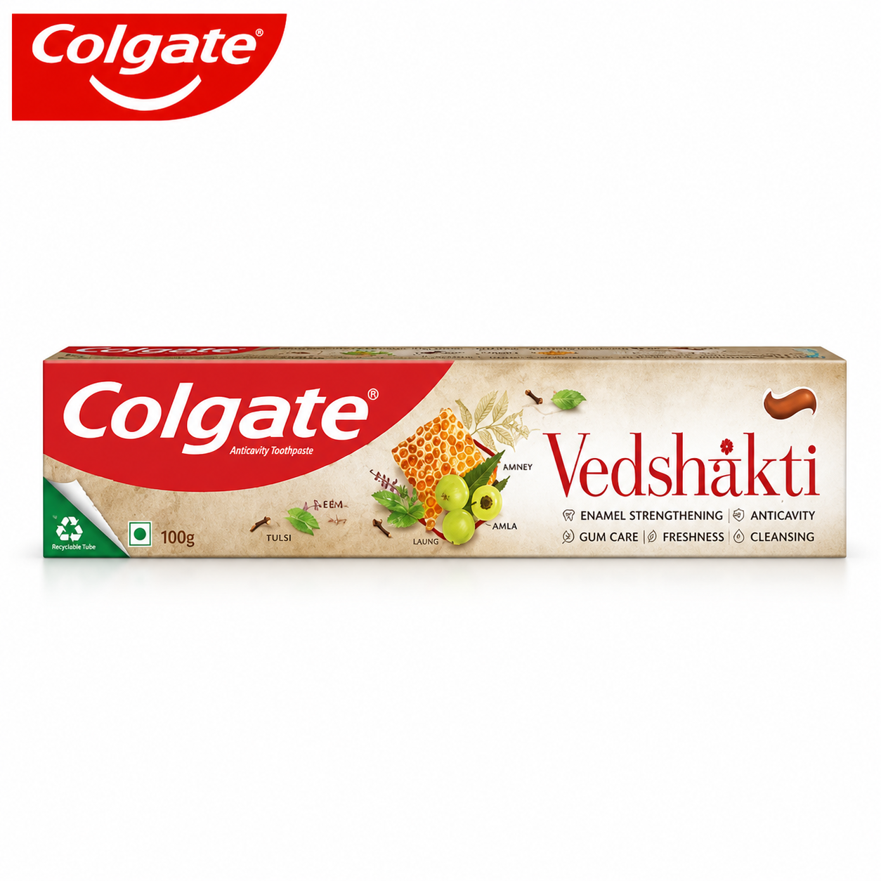Colgate Vedshakti Ayurvedic Toothpaste 100g | Herbal Oral Care with Amla, Clove & Honey | Strong Teeth, Healthy Gums & Fresh Breath for Family