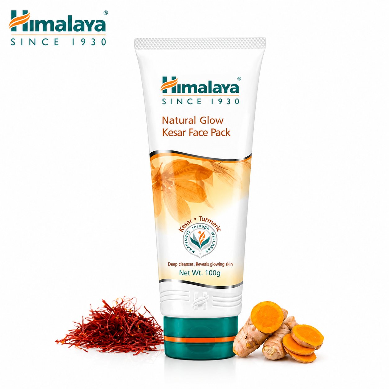 Himalaya Natural Glow Kesar Turmeric Face Wash 50g | Brightening & Deep Cleansing Face Cleanser | Radiant Skin for Daily Use