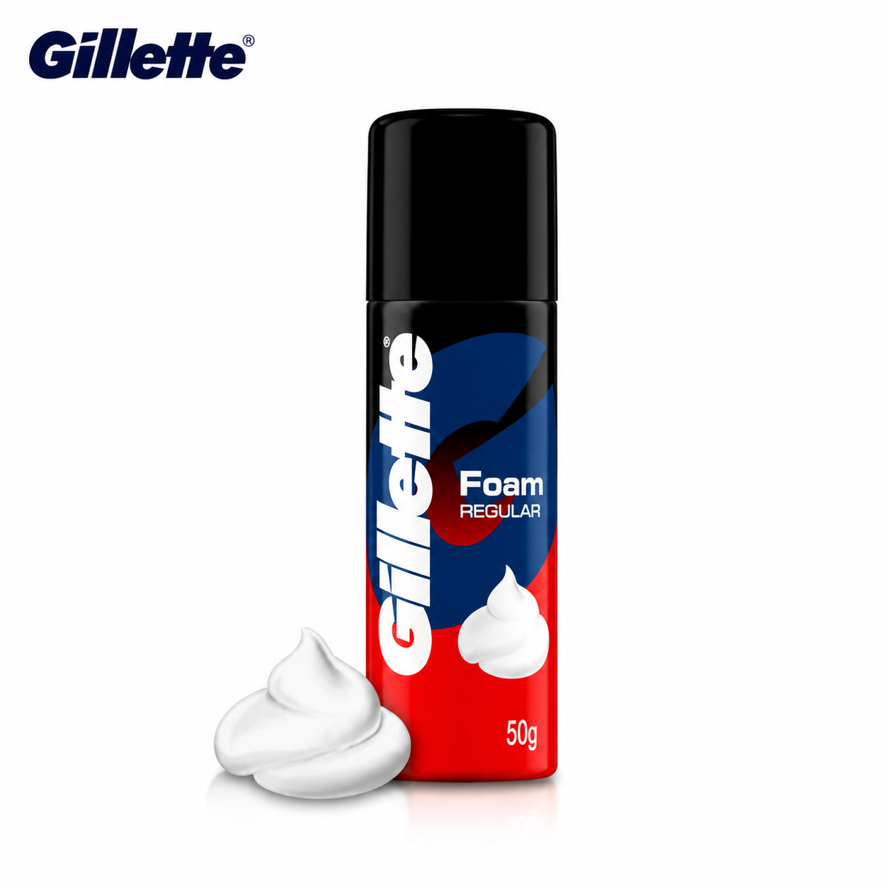 Gillette Regular Shaving Foam 50g | Rich Creamy Lather for Smooth Close Shave | Skin Protection & Easy Glide for Men