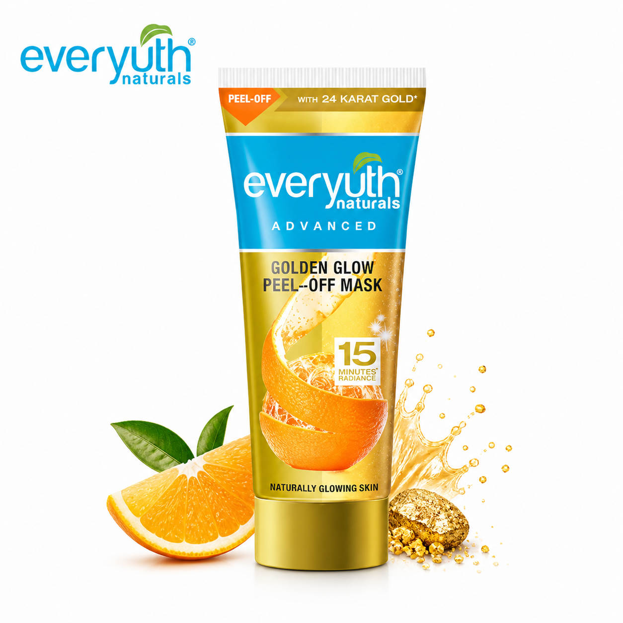 Everyuth Golden Glow Peel Off Mask 50g | Instant Radiance Face Mask with 24K Gold & Orange Extract | Deep Cleansing & Brightening for Glowing Skin